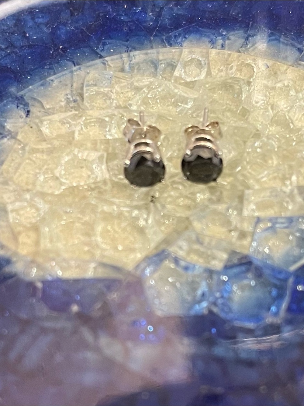 Macy's Sterling Silver Black Stone Stud Earrings